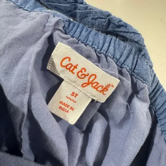 Cat & Jack Toddler Girl 5T Blue Dress 100% Cotton - Picture 4 of 6
